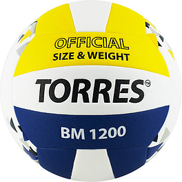Мяч вол. TORRES BM1200, V42035, р.5, синт.кожа (микрофибра), клееный, бут.кам, бел-син-желт